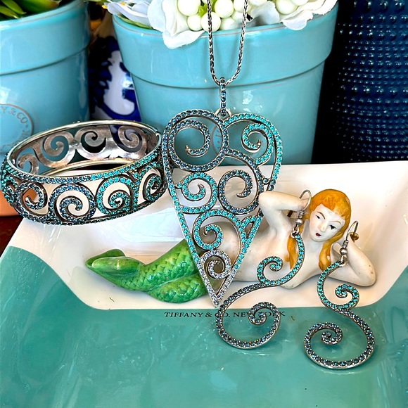 ⭐️SOLD⭐️Brighton SEA OF LOVE Blue Turquoise Crystal LONG Necklace Bracelet Earri - Picture 4 of 16